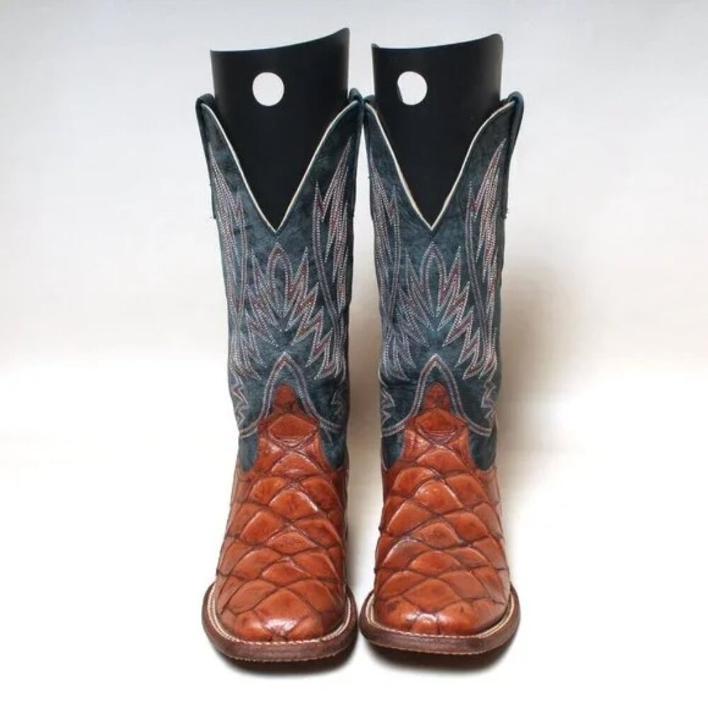 Horse Power by Anderson Bean Mens Cognac Filet Fo Fish Leather Cowboy Boot Sz 6